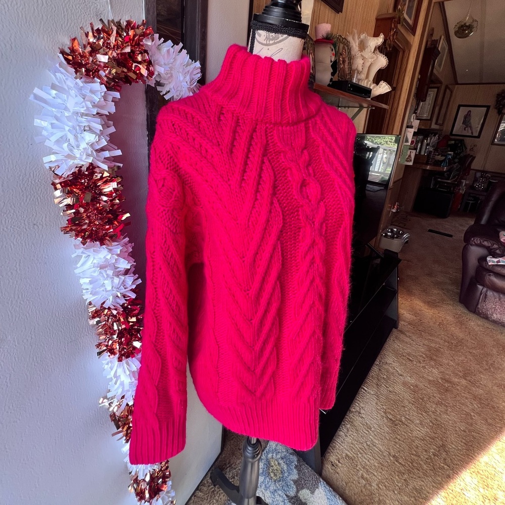 NWT FRENCH CONNECTION Nissa Chunky Cable-Knit Sweater Wool Blend. - Picture 5 of 15
